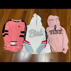 Lot of 3 cute PINK VS sweatshirts in sizes S M L